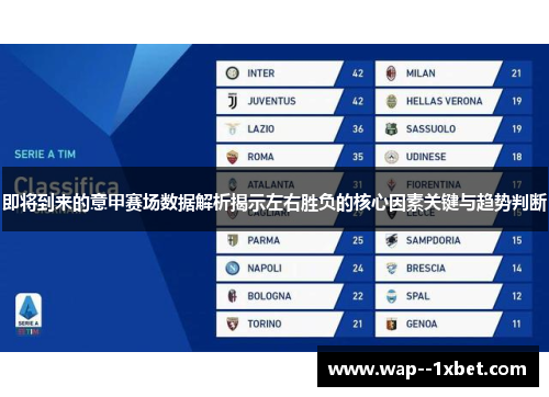 即将到来的意甲赛场数据解析揭示左右胜负的核心因素关键与趋势判断