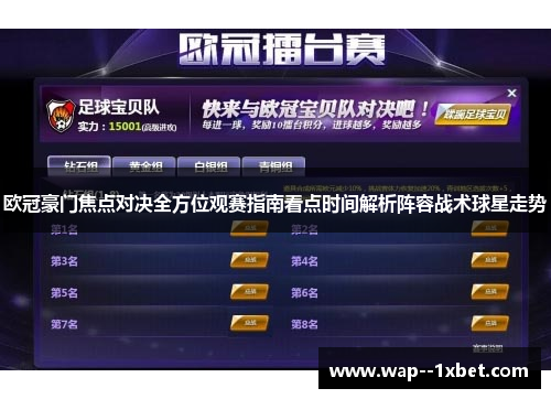 欧冠豪门焦点对决全方位观赛指南看点时间解析阵容战术球星走势